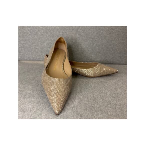 Stuart Weitzman Emilia Pointed Toe Flat Glitter Poudre New Noir 6.5M Excellent - Picture 10 of 10